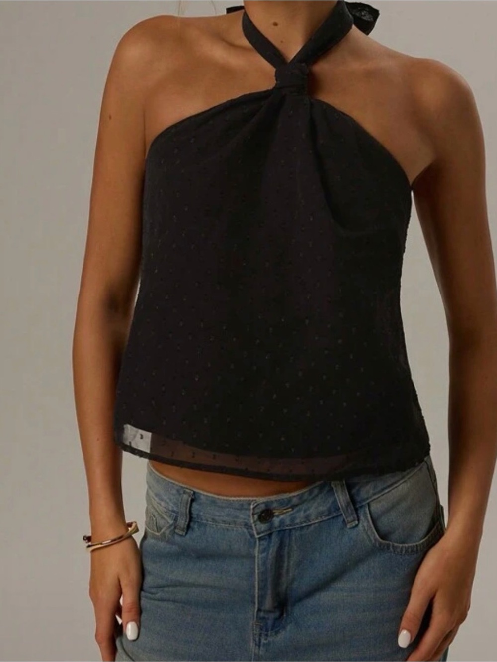Forever 21 made by SHEIN Black Halter Neck Polka Dot Top - Women